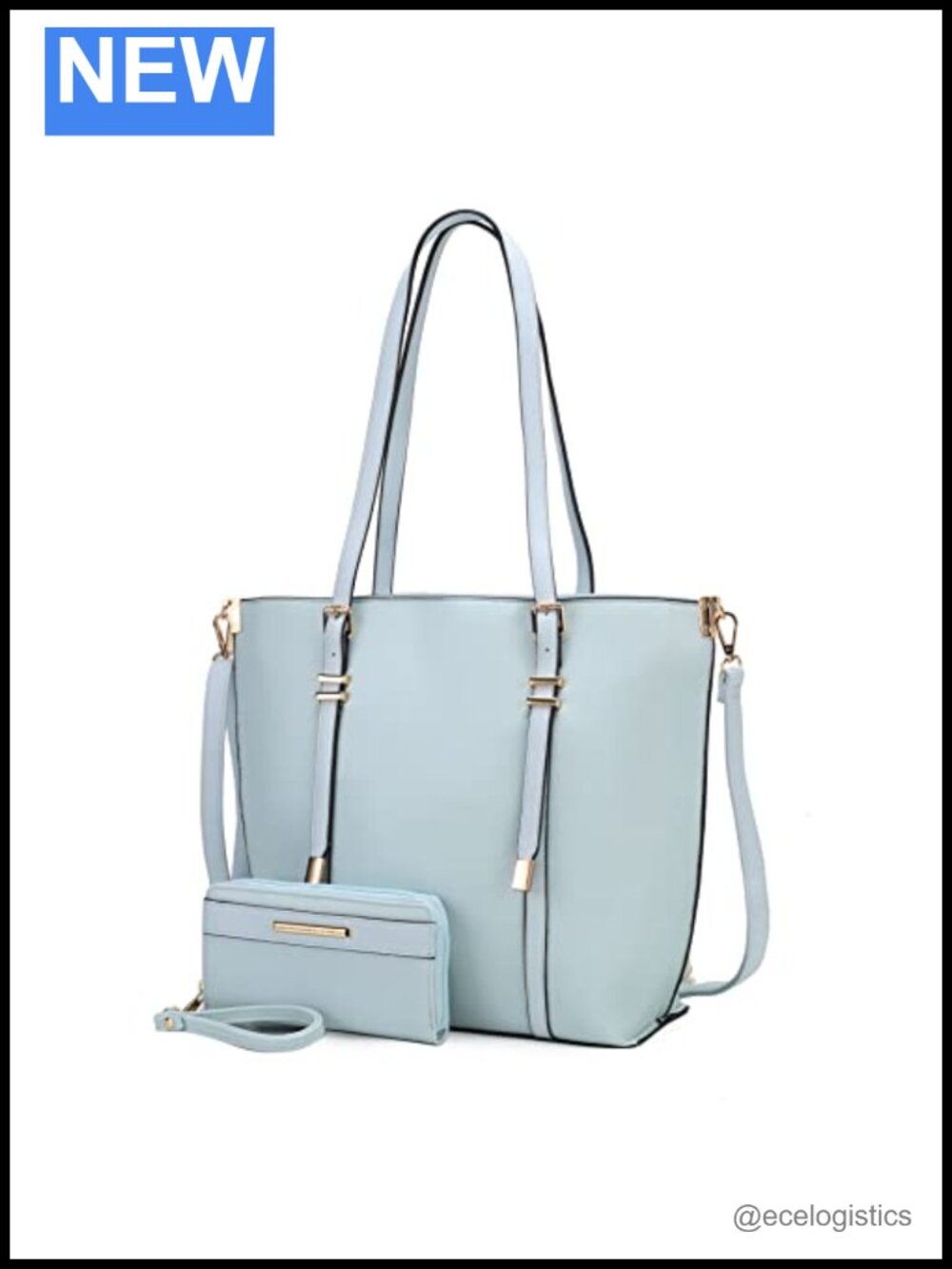 MKF Collection Vegan Leather Tote & Wristlet 2-Piece Set, Women's Handbag with